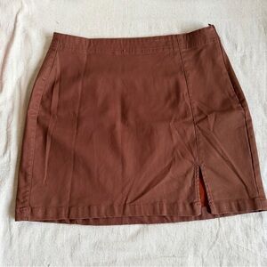 Indigo Rising L Faux Leather Mini Skirt Rust Brown Side Slit Size Pleather Boho